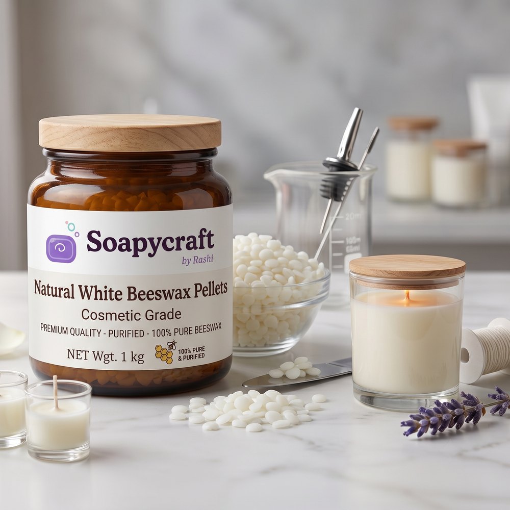 Natural White Beeswax Pellets - Cosmetic Grade - buy online at Soapycraft