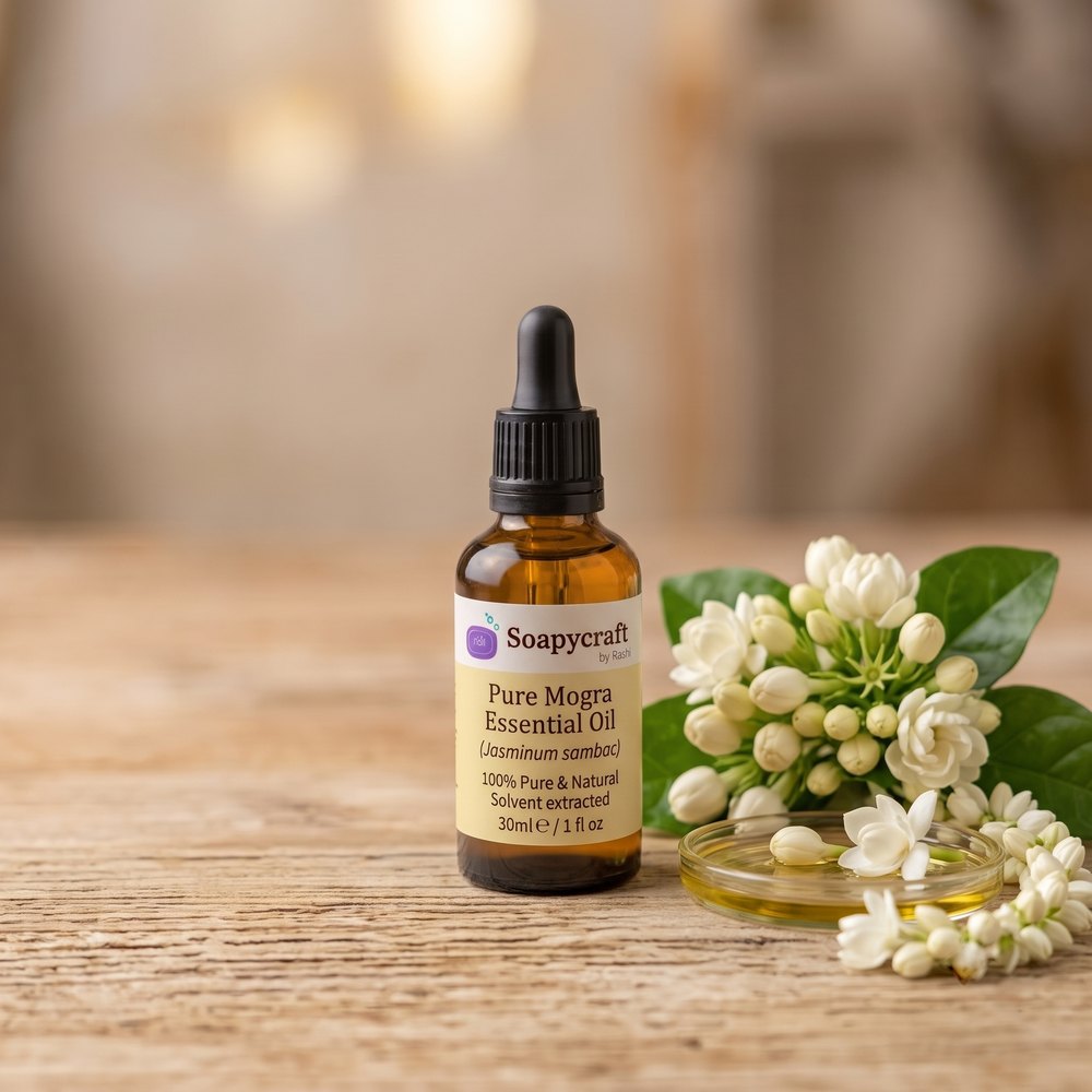 Pure Mogra Essential Oil (Jasminum sambac) - Solvent extracted - buy online at Soapycraft