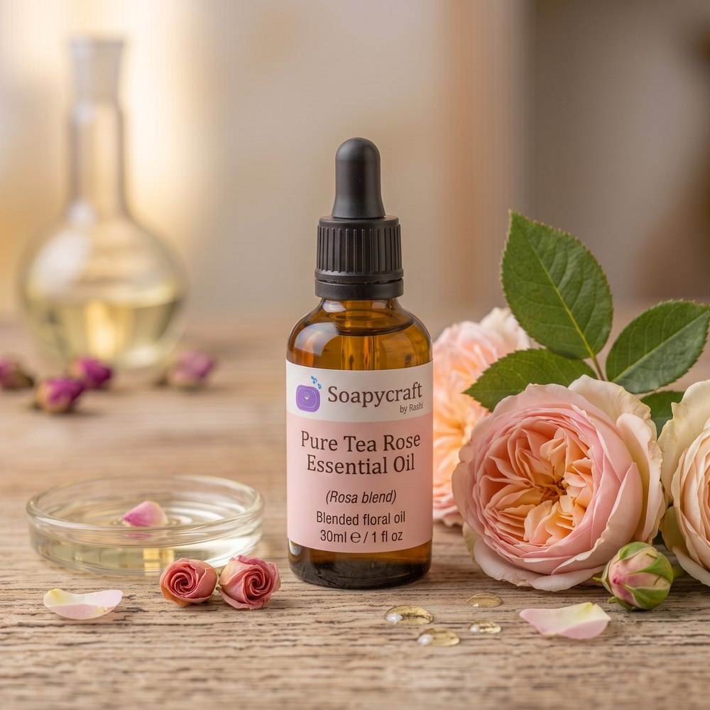 Pure Tea Rose Essential Oil (Rosa blend) - Blended floral oil - buy online at Soapycraft