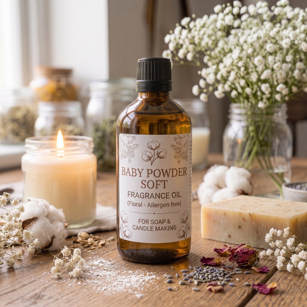 Baby Powder Soft Fragrance Oil for Soap and Candle Making (Floral - Allergen free) - buy online at Soapycraft