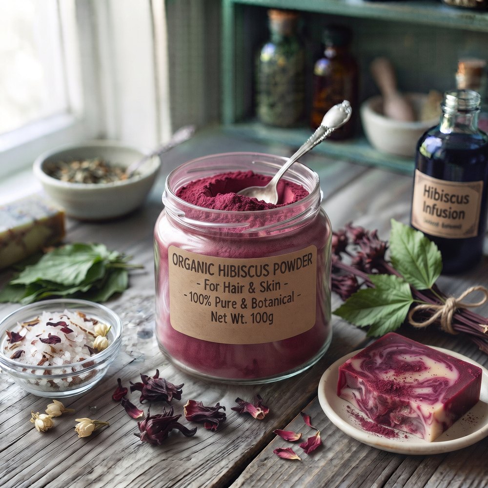 Organic Hibiscus Powder for Hair and Skin - buy online at Soapycraft