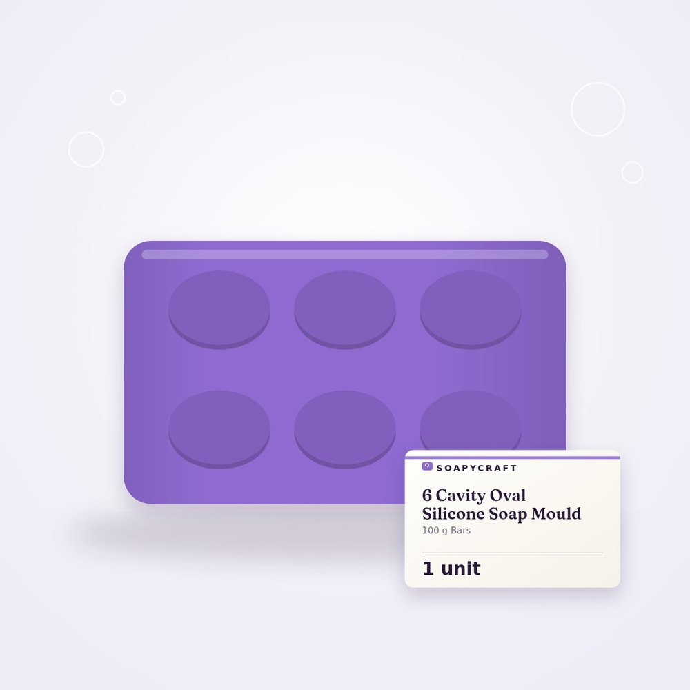 6 Cavity Oval Silicone Soap Mould - 100 g Bars - buy online at Soapycraft