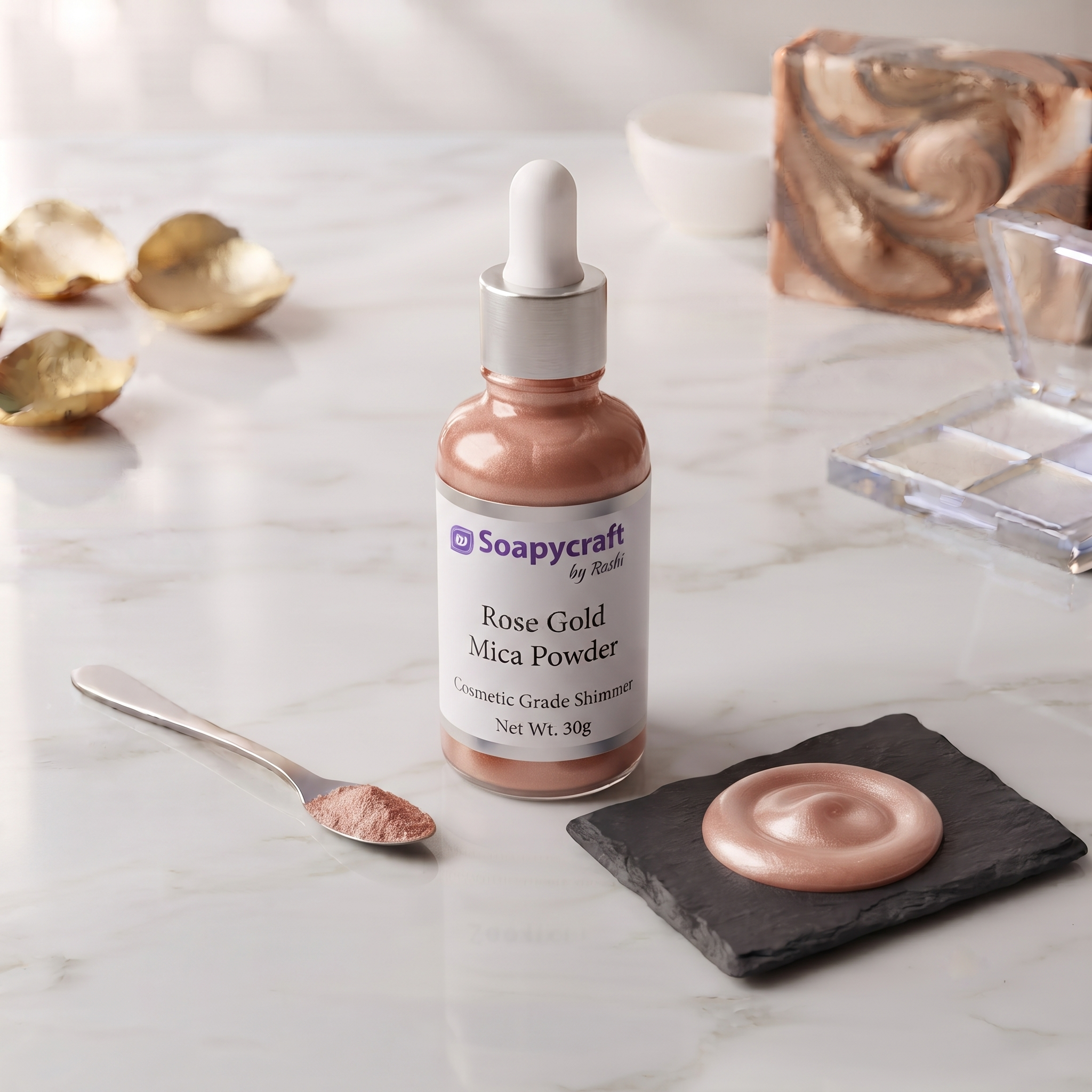 Rose Gold Mica Powder - Cosmetic Grade Shimmer - buy online at Soapycraft