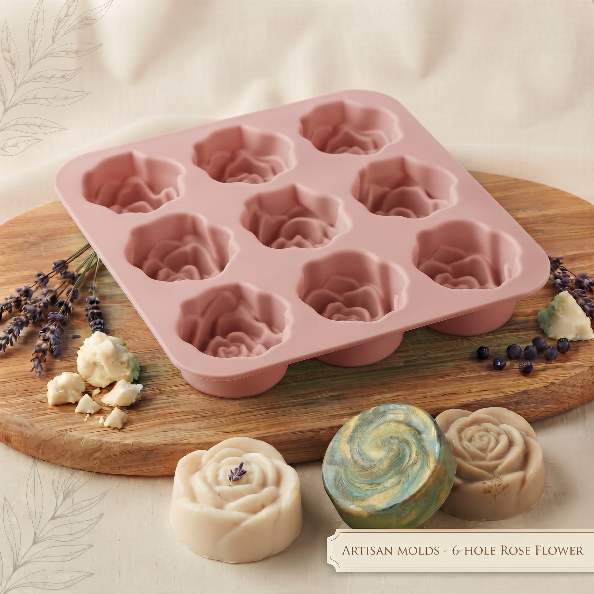 6 Cavity Rose Flower Silicone Soap Mould - buy online at Soapycraft