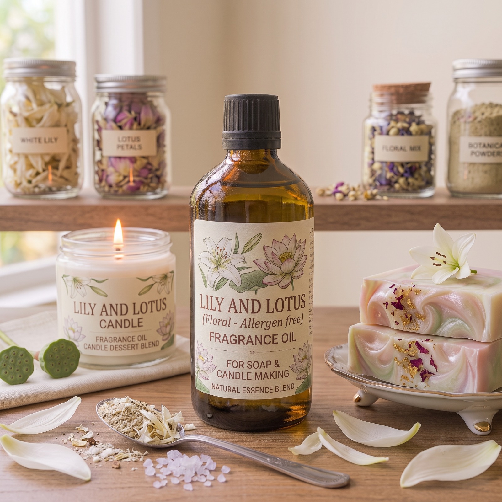 Lily and Lotus Fragrance Oil for Soap and Candle Making (Floral - Allergen free) - buy online at Soapycraft