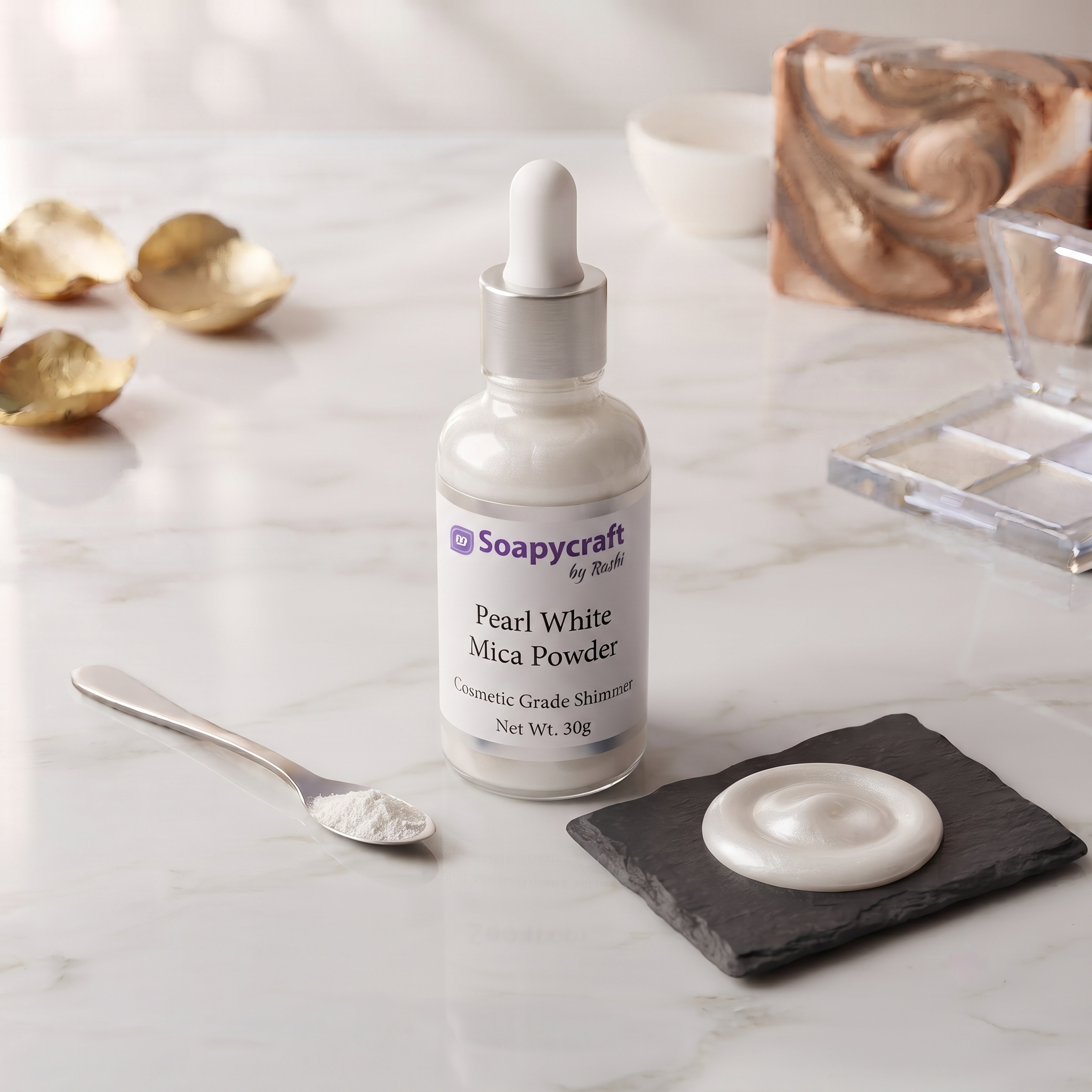 Pearl White Mica Powder - Cosmetic Grade Shimmer - buy online at Soapycraft