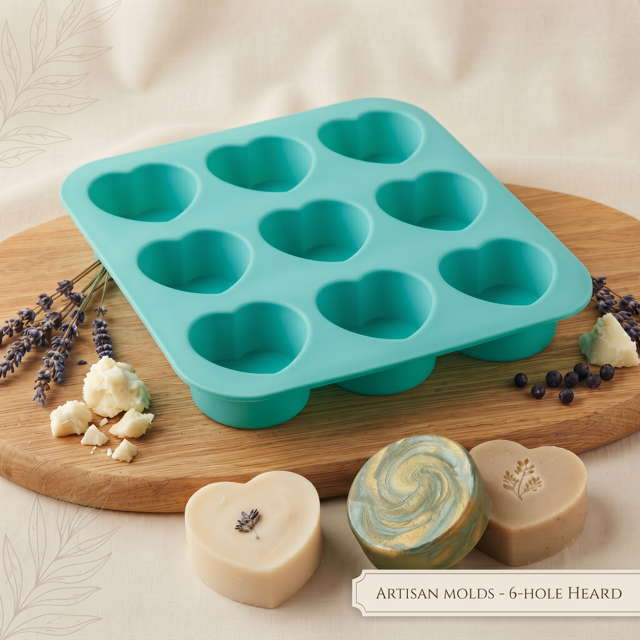 6 Cavity Heart Silicone Soap Mould - buy online at Soapycraft