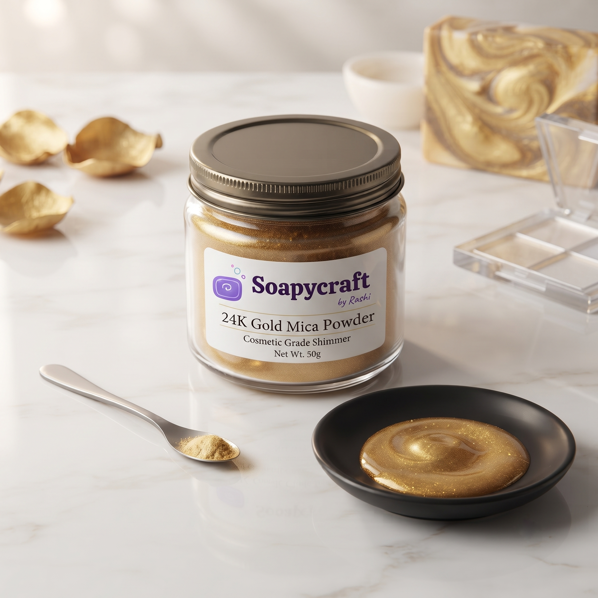 24K Gold Mica Powder - Cosmetic Grade Shimmer - buy online at Soapycraft
